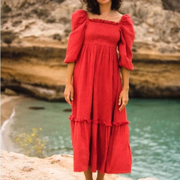 billabong red maxi dress Billabong Love Fade Dress-Sunset Red